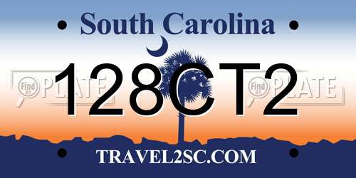 128CT2 South Carolina License Plate
