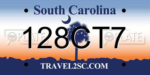 128CT7 South Carolina License Plate