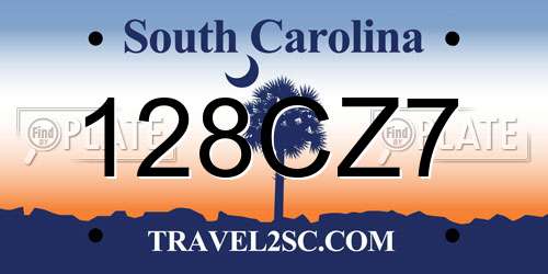 128CZ7 South Carolina License Plate