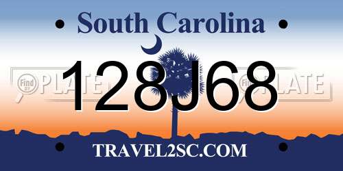 128J68 South Carolina License Plate