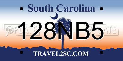 128NB5 South Carolina License Plate