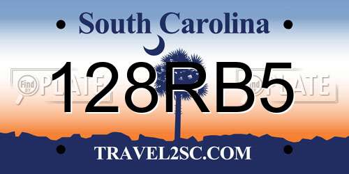 128RB5 South Carolina License Plate