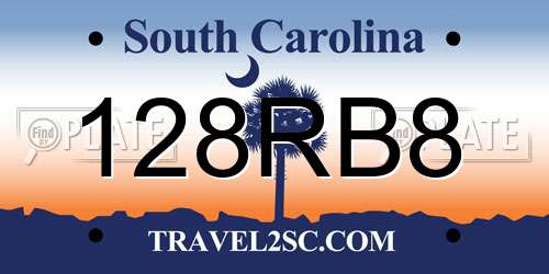 128RB8 South Carolina License Plate