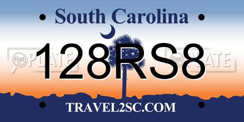 128RS8 South Carolina License Plate
