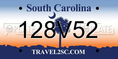 128V52 South Carolina License Plate