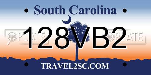 128VB2 South Carolina License Plate