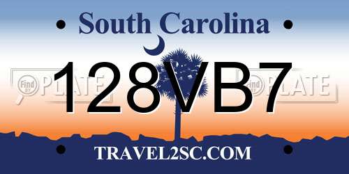 128VB7 South Carolina License Plate
