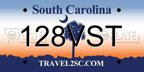 128VST South Carolina License Plate