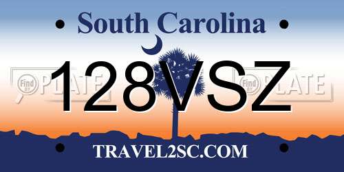 128VSZ South Carolina License Plate