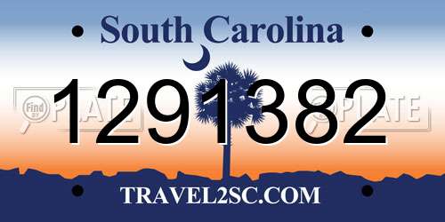 1291382 South Carolina License Plate