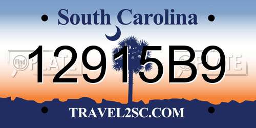12915B9 South Carolina License Plate