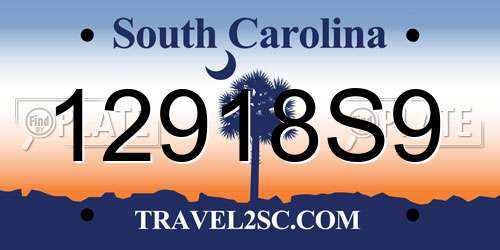 12918S9 South Carolina License Plate