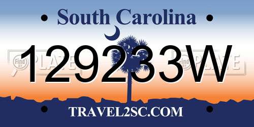 129233W South Carolina License Plate