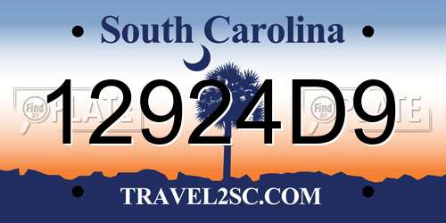 12924D9 South Carolina License Plate