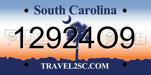 12924O9 South Carolina License Plate