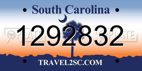1292832 South Carolina License Plate