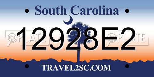 12928E2 South Carolina License Plate