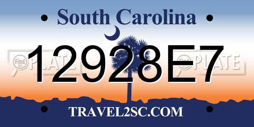 12928E7 South Carolina License Plate