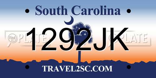 1292JK South Carolina License Plate