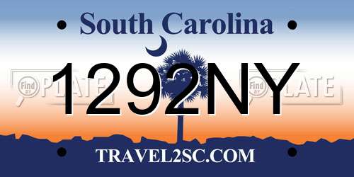 1292NY South Carolina License Plate