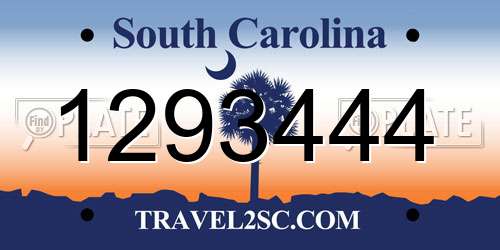 1293444 South Carolina License Plate