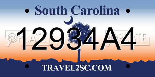 12934A4 South Carolina License Plate