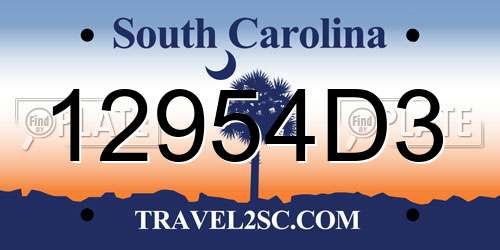 12954D3 South Carolina License Plate