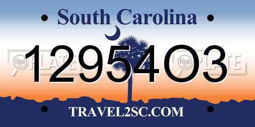 12954O3 South Carolina License Plate