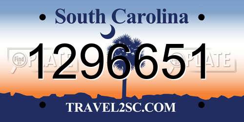 1296651 South Carolina License Plate