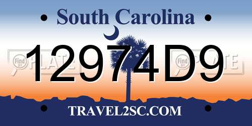 12974D9 South Carolina License Plate