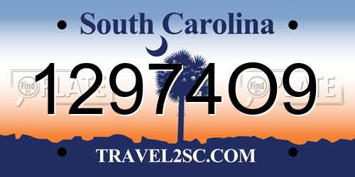 12974O9 South Carolina License Plate