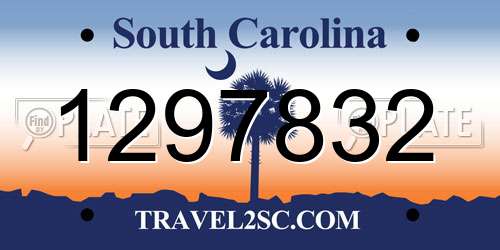 1297832 South Carolina License Plate