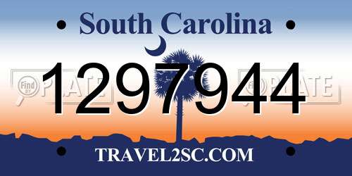 1297944 South Carolina License Plate