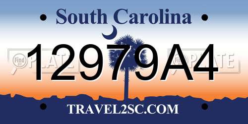 12979A4 South Carolina License Plate