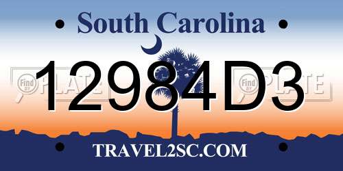 12984D3 South Carolina License Plate