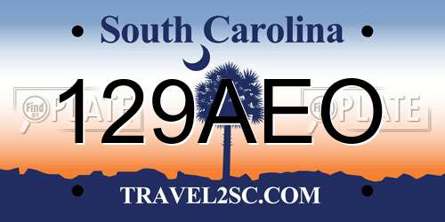 129AEO South Carolina License Plate
