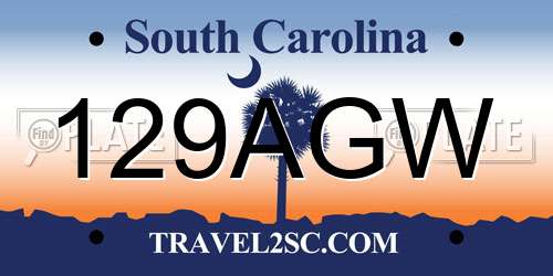 129AGW South Carolina License Plate