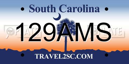 129AMS South Carolina License Plate