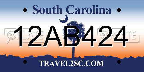12AB424 South Carolina License Plate