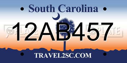 12AB457 South Carolina License Plate