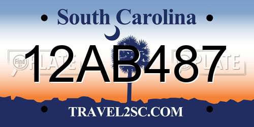12AB487 South Carolina License Plate