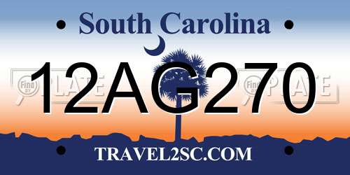 12AG270 South Carolina License Plate