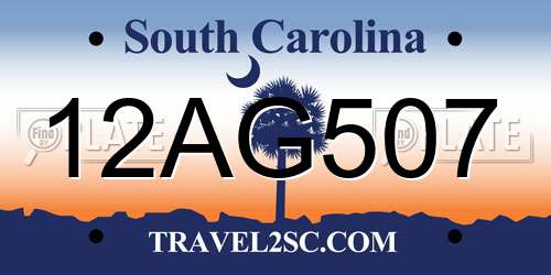 12AG507 South Carolina License Plate