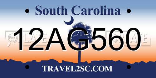 12AG560 South Carolina License Plate