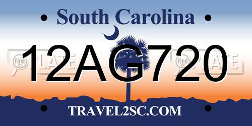 12AG720 South Carolina License Plate