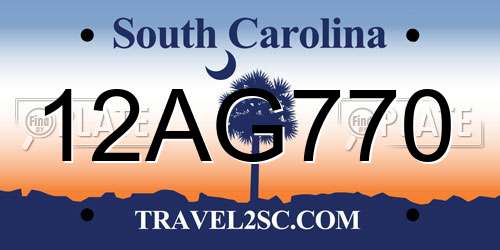 12AG770 South Carolina License Plate