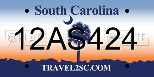 12AS424 South Carolina License Plate