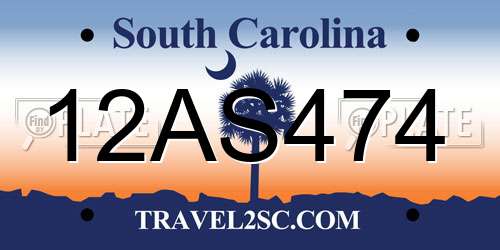 12AS474 South Carolina License Plate