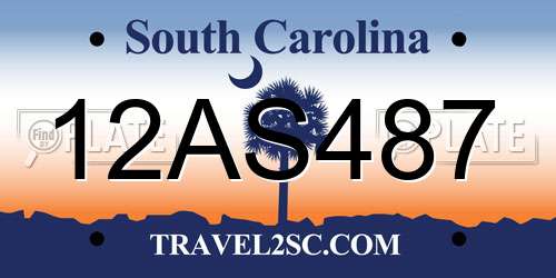 12AS487 South Carolina License Plate