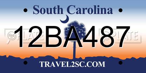 12BA487 South Carolina License Plate